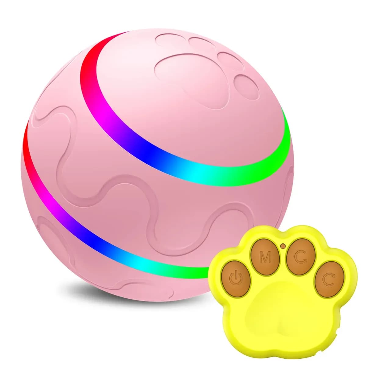 pink remote control dog ball with LED ring