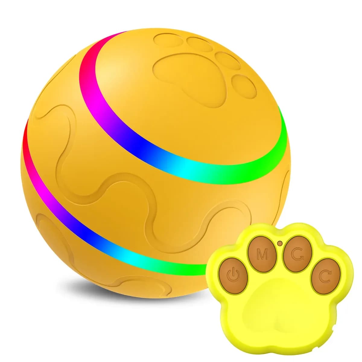 yellow remote control dog ball with LED ring