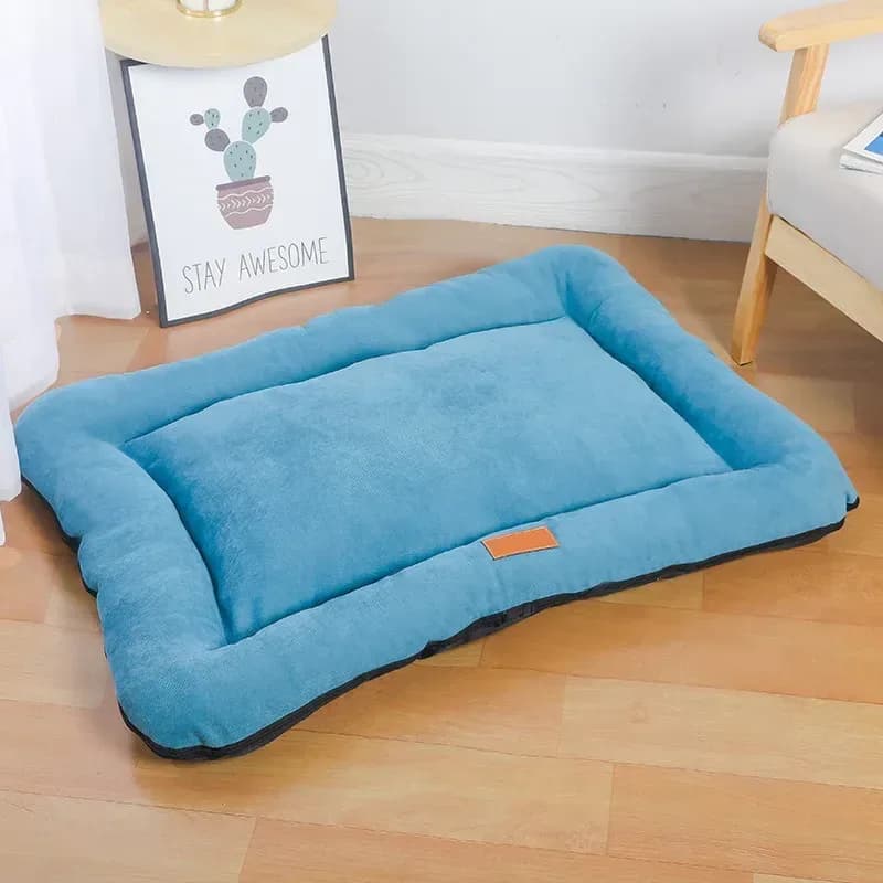 foldable travel dog bed in blue