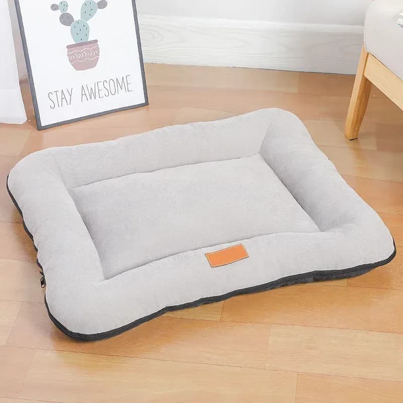 foldable travel dog bed in light grey