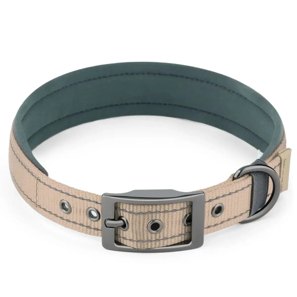 padded reflective dog collar in beige