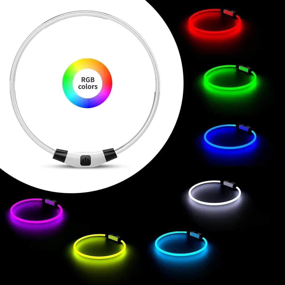 RGB LED dog collar with changing colors