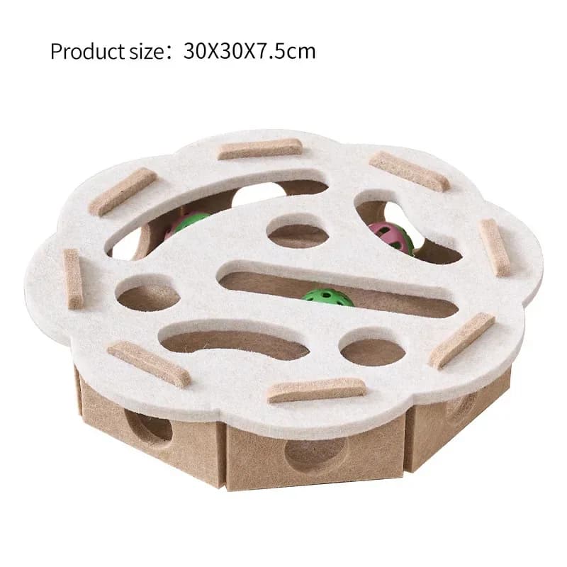 cream cloud shaped felt cat ball track