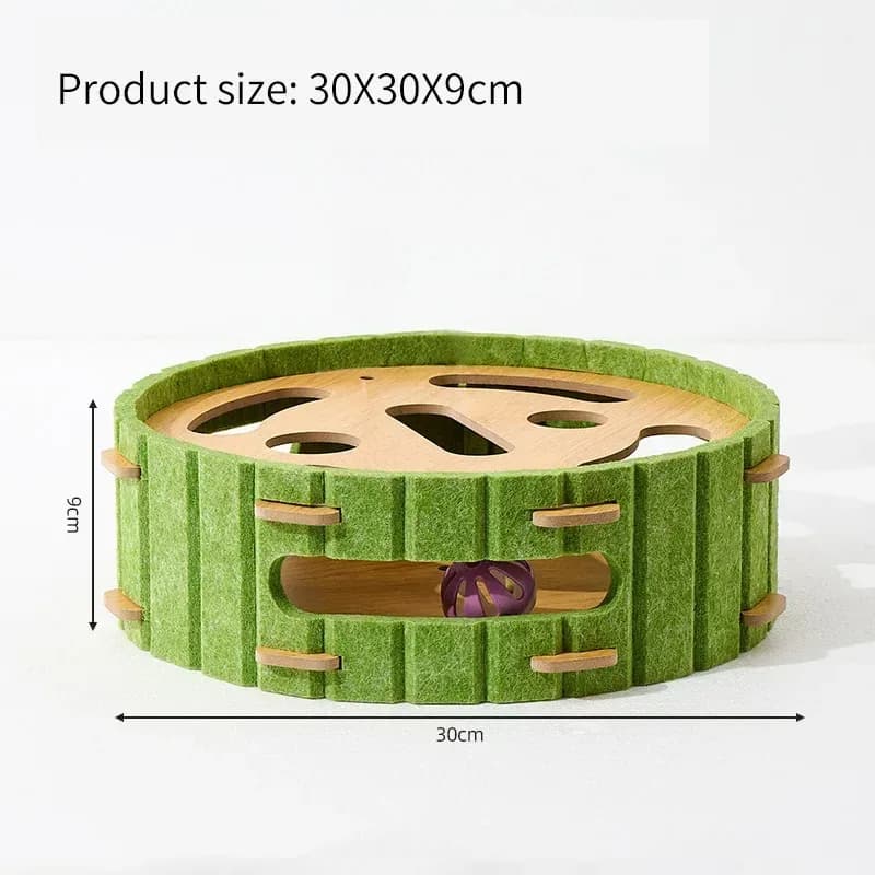round felt cat ball track with wooden top, 30 x 30 x 9 cm
