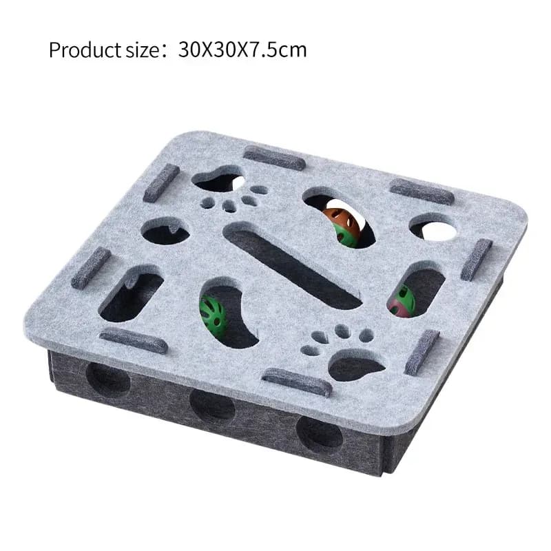 grey square felt cat ball track