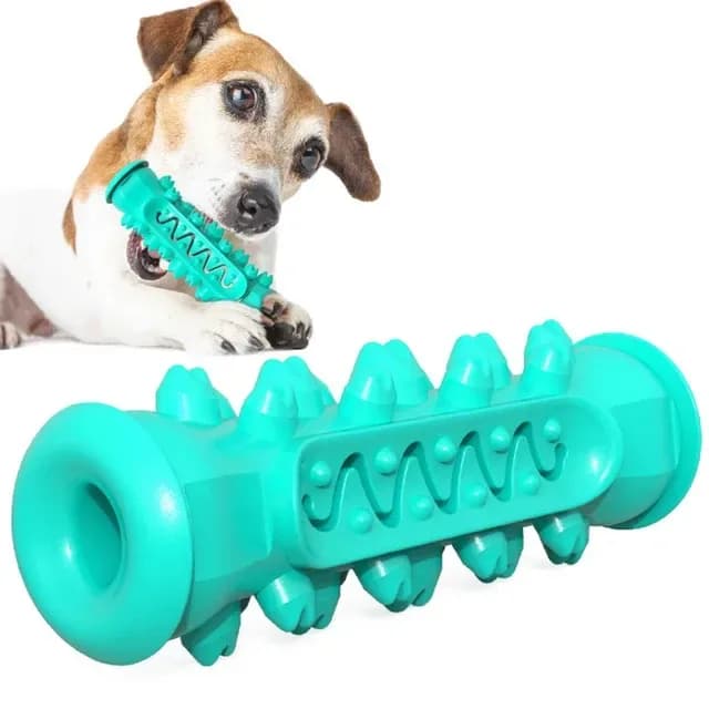 dog toothbrush chew stick in teal