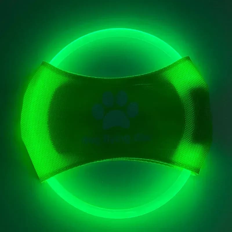 LED dog flying disc glowing green