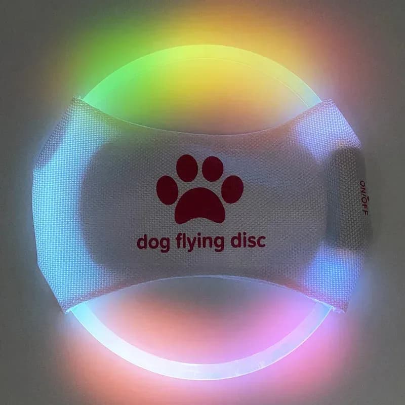 LED dog flying disc with multicolor glow
