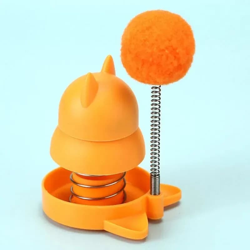 orange catnip ball cat toy with cover and pom-pom