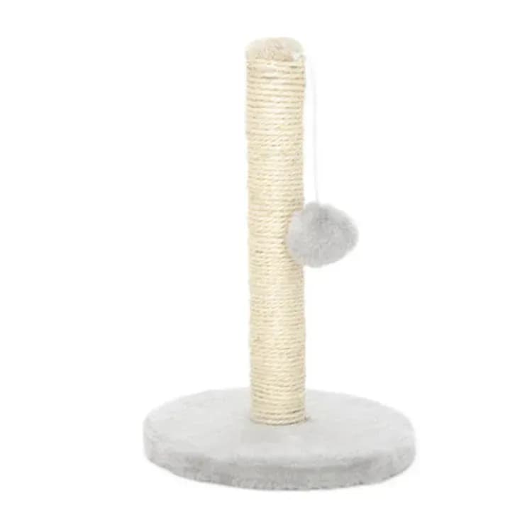 sisal cat scratching post in light grey