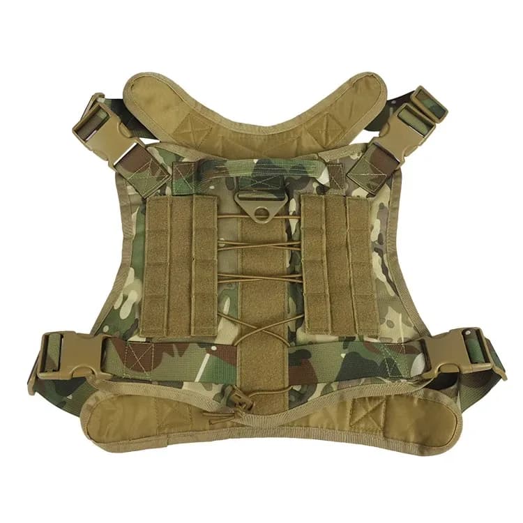 tactical dog harness in camo, top view
