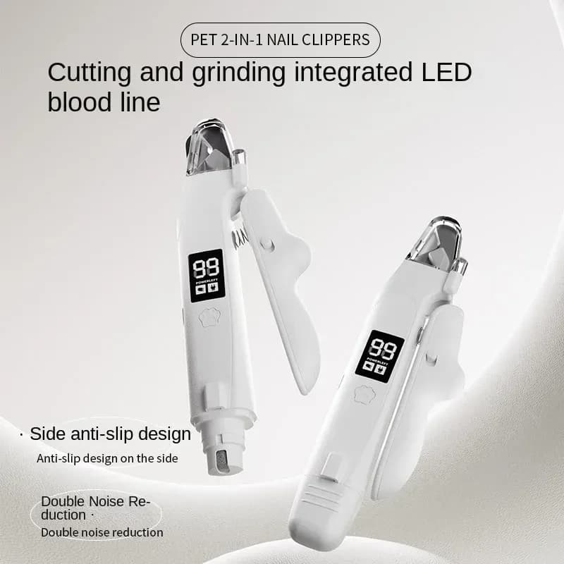 2 in 1 pet nail clipper and grinder with anti slip side grip
