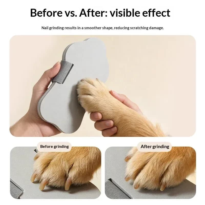 dog nails before and after using the nail file board