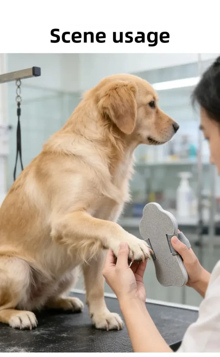 golden retriever nails filed with a nail file board
