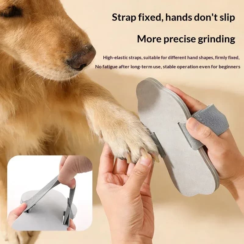 dog nail file board held with the elastic hand strap