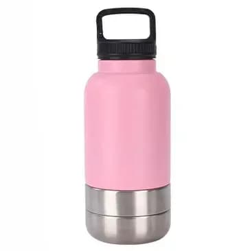 32 oz insulated dog water bottle in pink