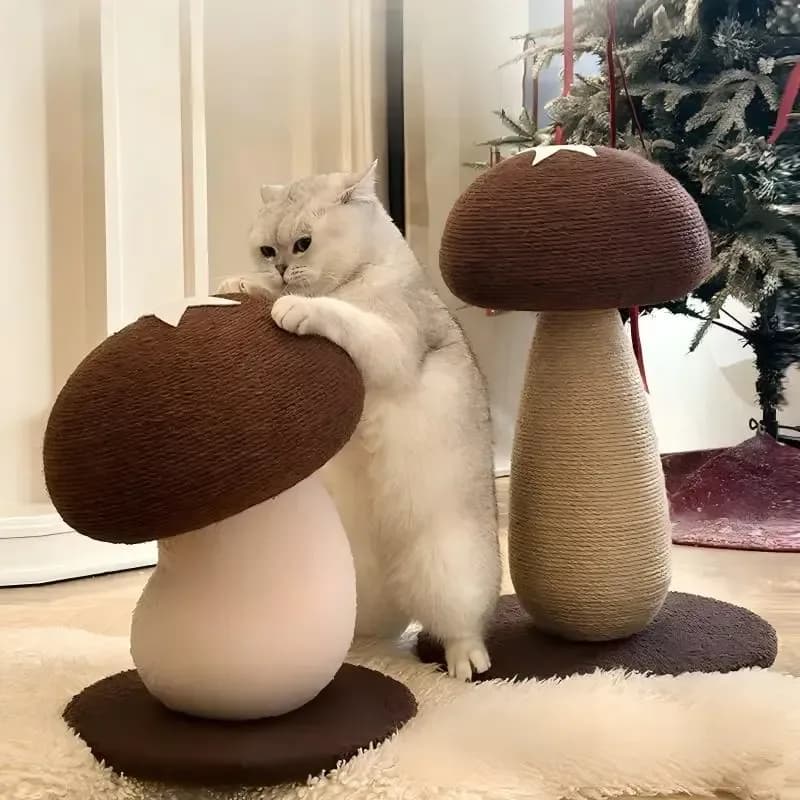 cat hugging the mushroom cat scratching post, small and large sizes