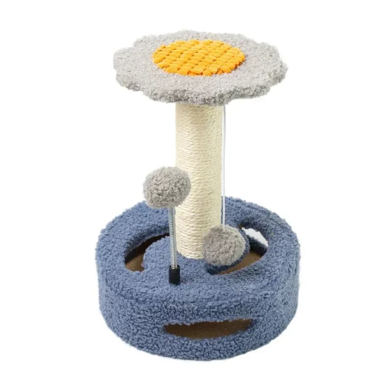 flower cat scratching post in blue